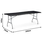 Plonos, stół cateringowy ogrodowy składany, czarny, 244 cm