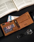 Portfel, brązowy, skórzany, Peterson