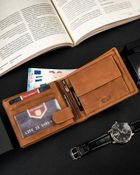 Portfel, brązowy, skórzany, Peterson