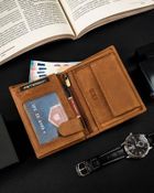 Portfel, brązowy, skórzany, Peterson