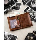 Portfel, brązowy, skórzany, Peterson