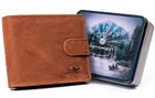Portfel, brązowy, skórzany, RFID, Peterson