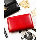 Portfel, czerwony, skóra ekologiczna, RFID, Peterson