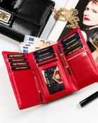 Portfel, czerwony, skórzany, RFID, Peterson