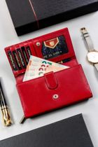 Portfel, czerwony, skórzany, RFID, Peterson