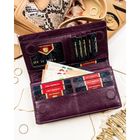 Portfel, fioletowy, skóra naturalna i ekologiczna, Peterson