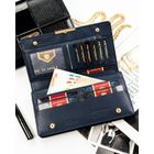 Portfel, granatowy, skóra ekologiczna, RFID, Peterson