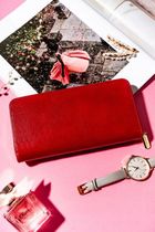 Portfel-piórnik, czerwony, skóra ekologiczna, Rovicky