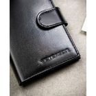 Portfel z brelokiem, czarny, skórzany, Peterson