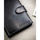 Portfel z brelokiem, czarny, skórzany, Peterson