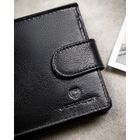 Portfel z brelokiem, czarny, skórzany, Peterson