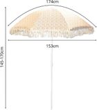 ProGarden, parasol plażowo-ogrodowy z frędzlami, żółty, 174 cm