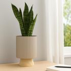 ProGarden, Stöda, metalowa doniczka z drewnianą podstawką, 18-23 cm