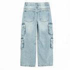 Regulowane jasnoniebieskie jeansy z przetarciami wide leg cargo Cool Club