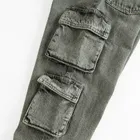 Regulowane szare jeansy wide leg cargo Cool Club