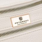 Saszetka na biodro, nerka, jasnobeżowa, skóra ekologiczna, Peterson