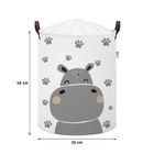 Sipo, kosz na zabawki XL, bawełniany, wodoodporny, zamykany na ściągacz, Hippo