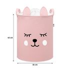Sipo, kosz na zabawki XL, bawełniany, wodoodporny, zamykany na ściągacz, Różowy miś