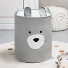 Sipo, kosz na zabawki XXL, wersja premium, zamykany na ściągacz, Szary miś