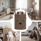 Sipo, Miś, kosz na zabawki XL, premium boucle, zamykany na ściągacz, brązowy