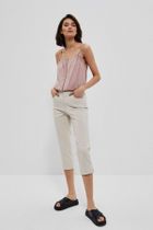 Spodnie materiałowe damskie, beżowe, Moodo