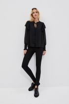 Spodnie materiałowe damskie, czarne, Moodo