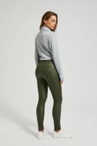 Spodnie materiałowe damskie, khaki, Moodo