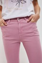 Spodnie materiałowe damskie, różowe, Moodo