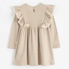 Sukienka dziewczęca z długim rękawem, beżowa, Nicol