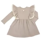 Sukienka dziewczęca z długim rękawem, beżowa, Nicol