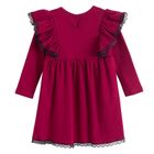 Sukienka dziewczęca z długim rękawem, bordowa, Nicol