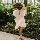 Sukienka dziewczęca z krótkim rękawem, jasnoróżowa, Eevi