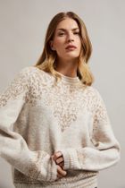 Sweter damski, beżowy, Moodo