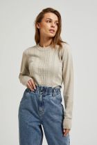 Sweter damski, beżowy, Moodo