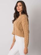 Sweter damski, rozpinany, ciemnobeżowy, Sublevel