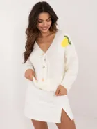 Sweter damski, rozpinany, ecru, Italy Moda