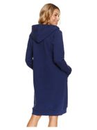Szlafrok damski z kapturem, granatowy, Doctor Nap