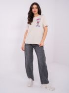 T-shirt damski, beżowy, Sublevel