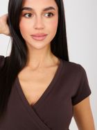 T-shirt damski, brązowy, Basic Feel Good