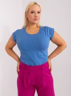 T-shirt damski, plus size, niebieski, Basic Feel Good