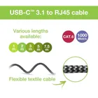 Techly, RJ45, kabel sieciowy, USB-C, 3m
