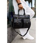 Torba na laptopa, czarna, skórzana, 13,3", Peterson