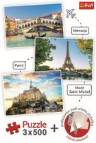 Trefl, Wenecja, Paryż, Mont Saint-Michel, puzzle, 3-500 elementów
