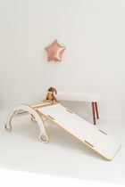 tupti.wood, 3w1: mały bujak montessori + mała zjeżdżalnia, chmurki + blat