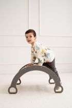 tupti.wood, 3w1: mały bujak montessori + mała zjeżdżalnia, drabinka + blat, szary