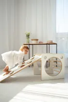 tupti.wood, kostka wielozadaniowa + mała zjeżdżalnia, chmurki