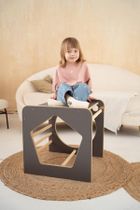 tupti.wood, kostka wielozadaniowa + mała zjeżdżalnia, chmurki, szara