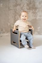 tupti.wood, Smally, 2w1: krzesełko, stolik, szare