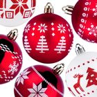 Vilde, bombki choinkowe, nietłukące, czerwone, białe, 6 cm, 30 szt.