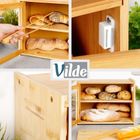 Vilde, chlebak bambusowy ze szczypcami, dwupoziomowy, 40-20-31 cm